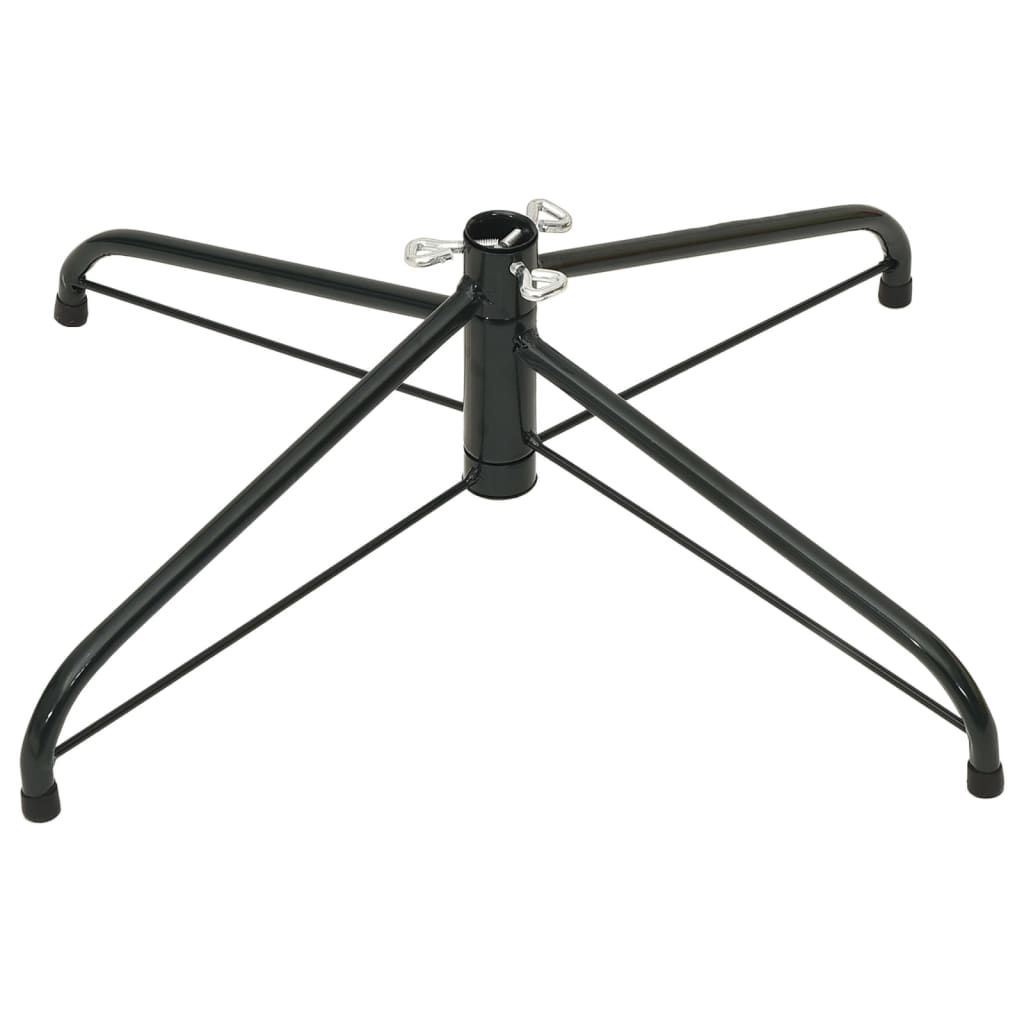 Black steel Christmas tree stand with a 2x2x1 ft base for stability and durability.