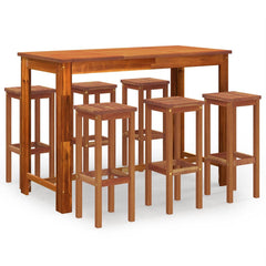 Garden Bar Set Wooden Brown Solid Acacia wood Standard Footrest