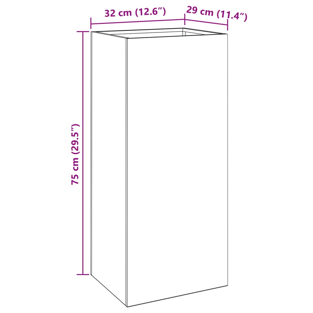 Planter 12.6x11.4x29.5 Corten Steel