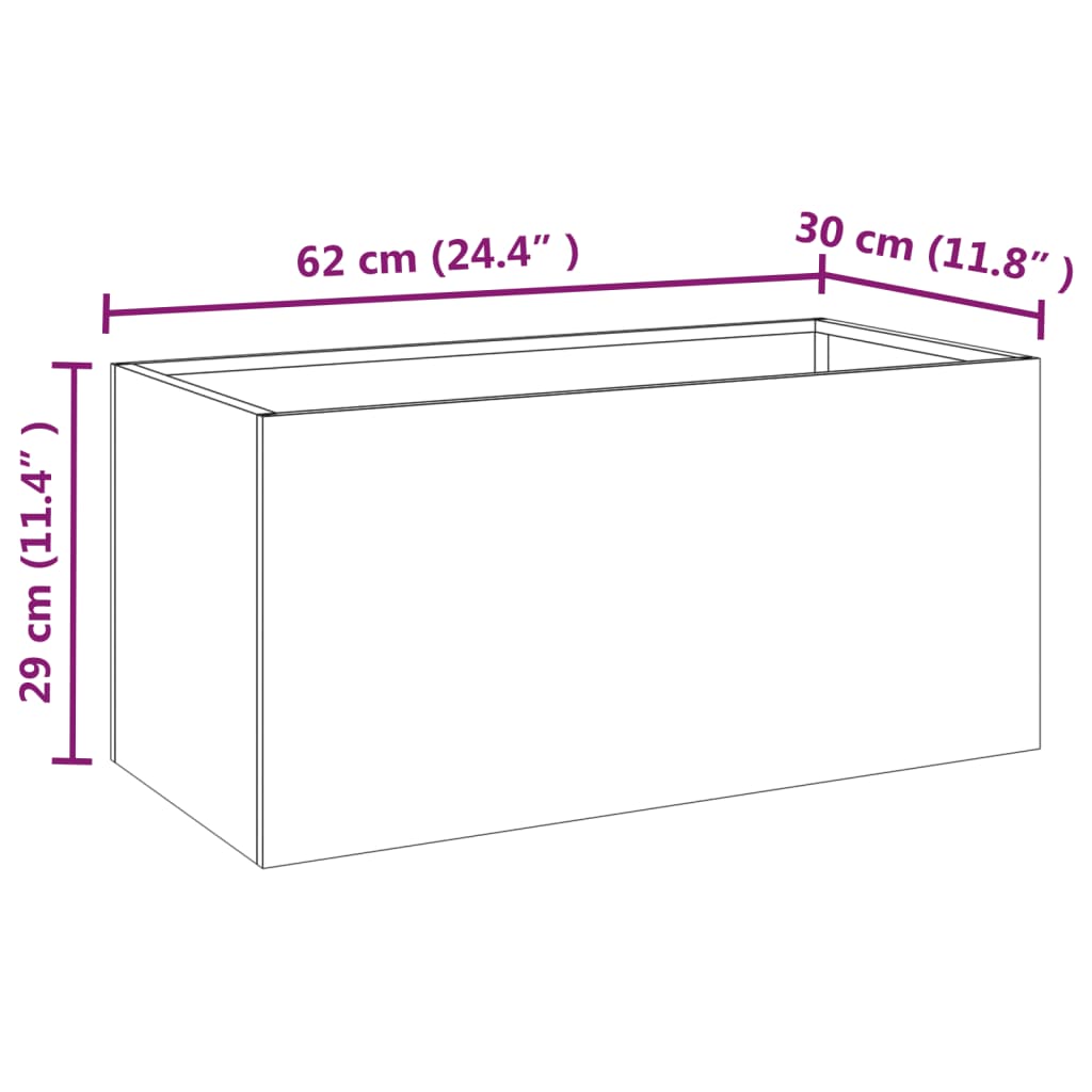 Planter 24.4x11.8x11.4 Corten Steel