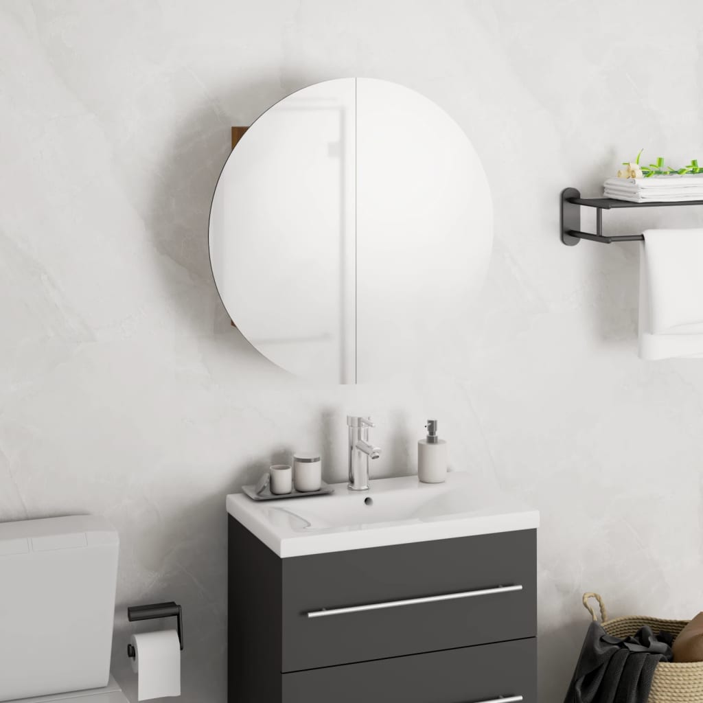 Bathroom Cabinet Oak Engineered wood, glass, PVC, copper Small