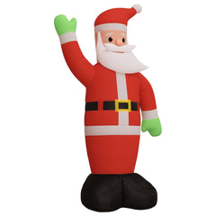 Inflatable LED Santa Claus figure, 145.7 inches tall, waving with green gloves.