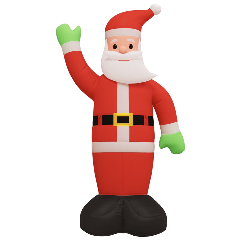 10ft inflatable LED Santa Claus waving, made of multicolor Oxford fabric.