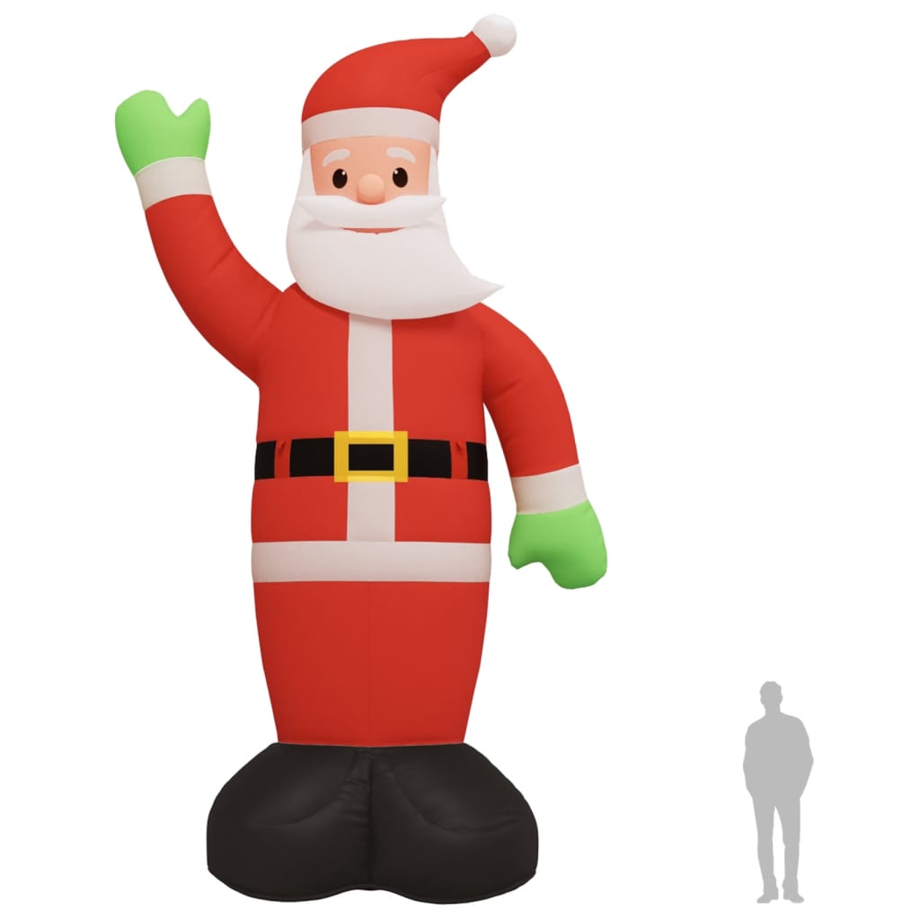 10ft inflatable LED Santa Claus in red multicolor Oxford fabric with waving arm and black boots.