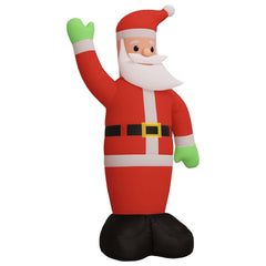 A 12-foot inflatable Santa Claus in red suit with white trim, green gloves, and black boots, waving one hand.