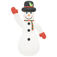 10ft inflatable Christmas snowman with waving arm, top hat, scarf, and multicolor LEDs.