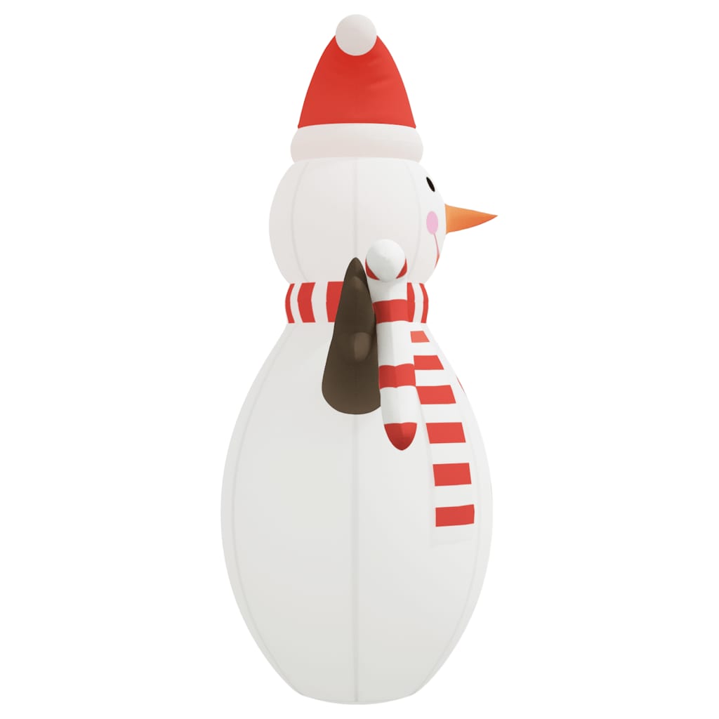 8ft inflatable LED snowman made of multicolor Oxford fabric for Christmas decor.
