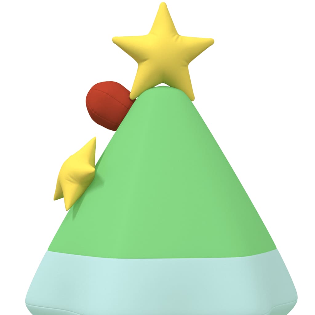 94.5-inch inflatable LED Christmas tree in green with yellow stars and multicolor lights.