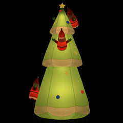 A 6.5ft inflatable LED Christmas tree made of multicolor Oxford fabric with elf decorations.