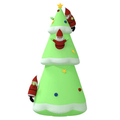 6.5ft inflatable LED Christmas tree in multicolor Oxford fabric with elves and stars.