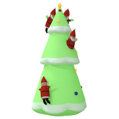 6.5ft green inflatable Christmas tree with multicolor LEDs and climbing Santa figures.