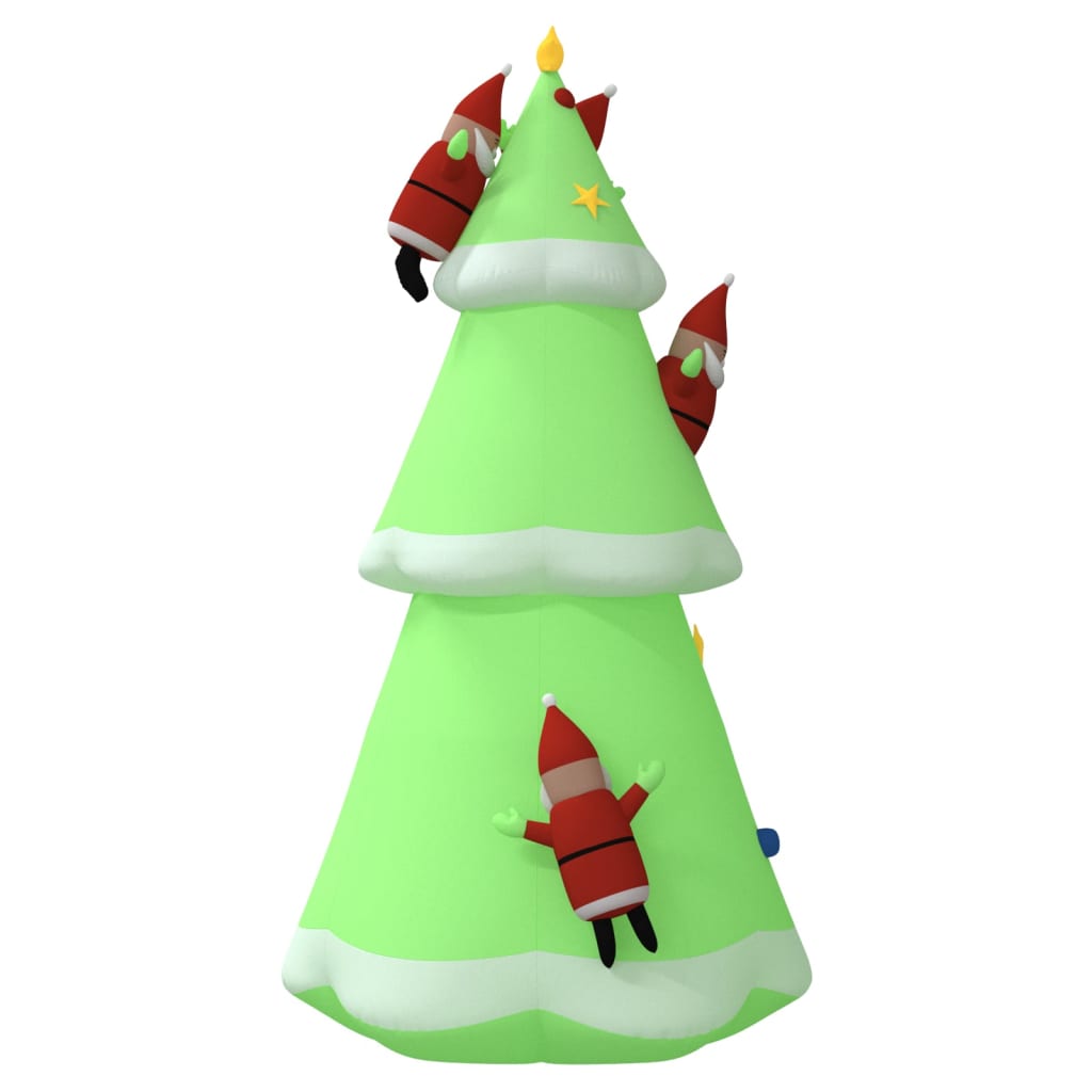 A 6.5ft green inflatable Christmas tree with multicolor LEDs and climbing gnomes.