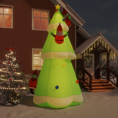 6.5ft inflatable LED Christmas tree in multicolor Oxford fabric with gnomes.