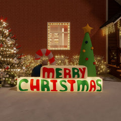 77.6-inch inflatable Merry Christmas yard decoration with LED lights and candy cane.
