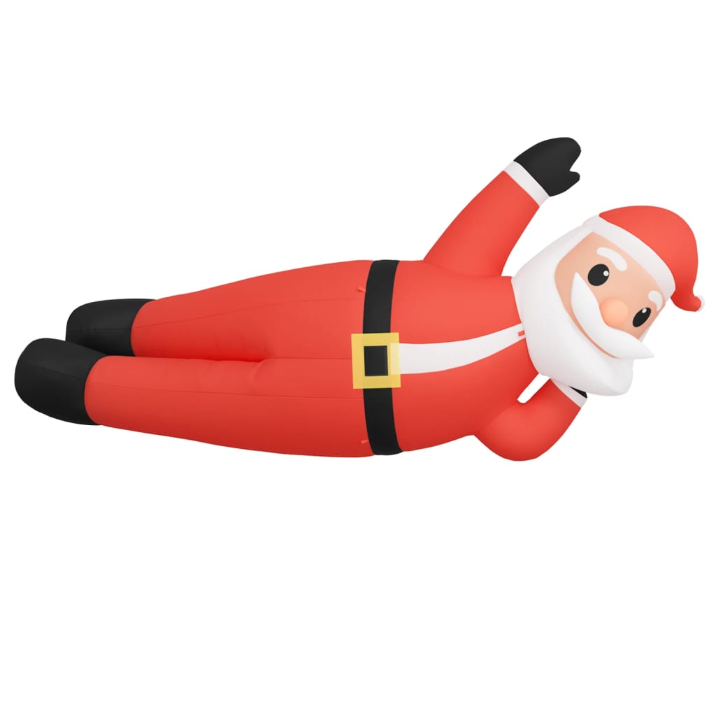 63-inch inflatable lying Santa in red with multicolor LED lights.