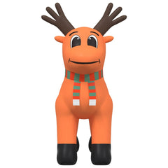 Orange inflatable Christmas reindeer with LED lights, scarf, and antlers, standing 196.9 inches tall.