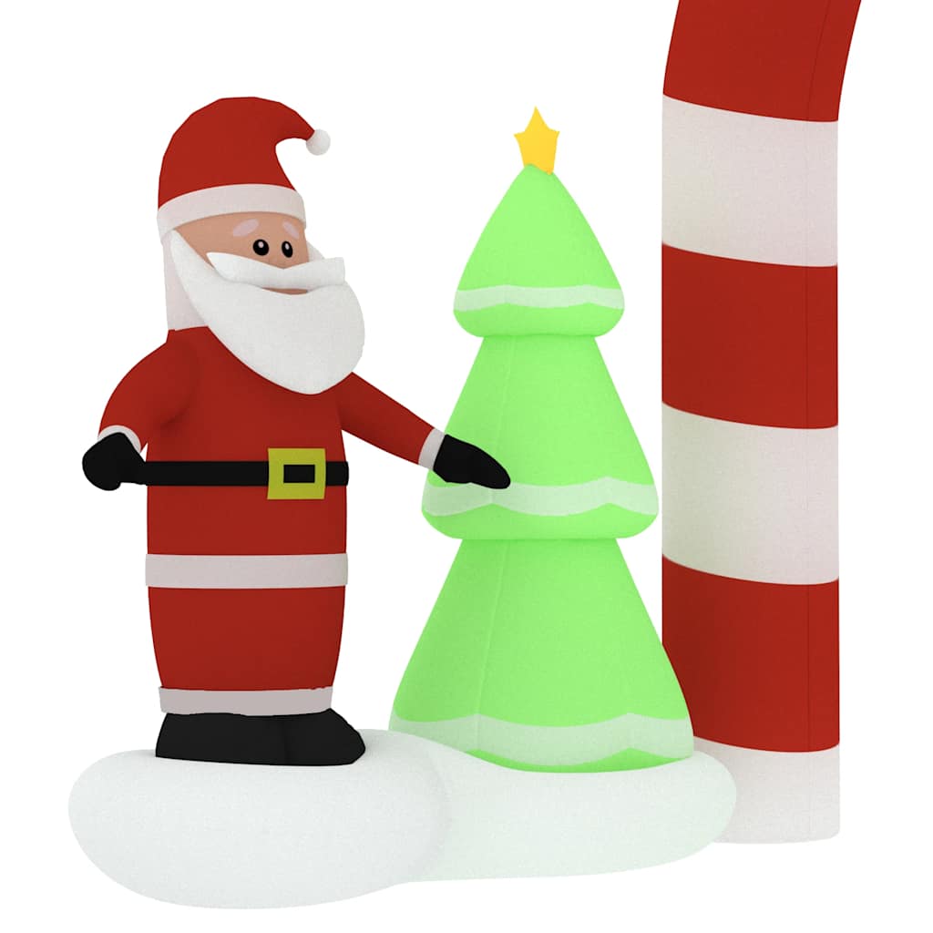Inflatable LED multicolor Santa snowman arch gate, 102.4 inches tall.