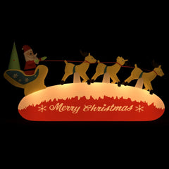 Inflatable multicolor LED Santa and reindeer Christmas decoration.