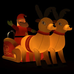 Inflatable LED Santa with two reindeer on sleigh, 51.2 inches tall.