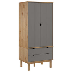 Wardrobe Brown and gray Solid pine wood, engineered wood Standard