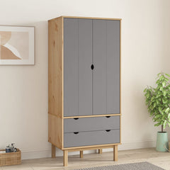 Wardrobe Brown and gray Solid pine wood, engineered wood Standard