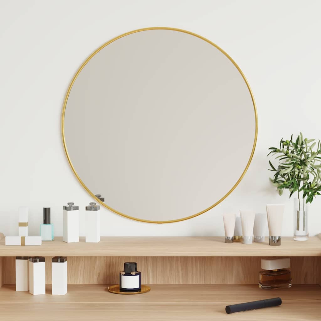 Wall Mirror Gold Glass, PVC 19.7 in Wall mounting Wall Mirror