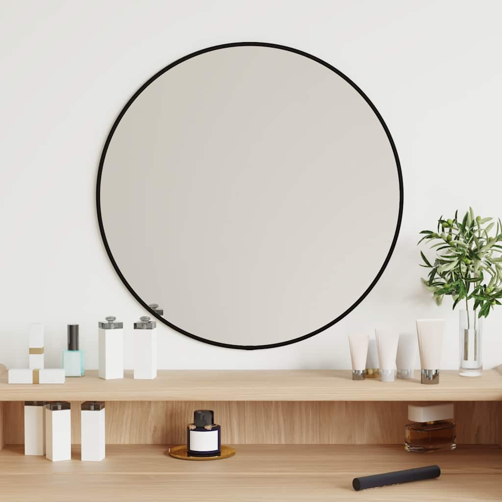 Wall Mirror Black Glass, PVC Wall Mounting Wall Mirror Circular