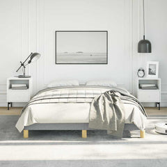 Bed Frame Light Gray Polyester, Plywood, Engineered Wood Full