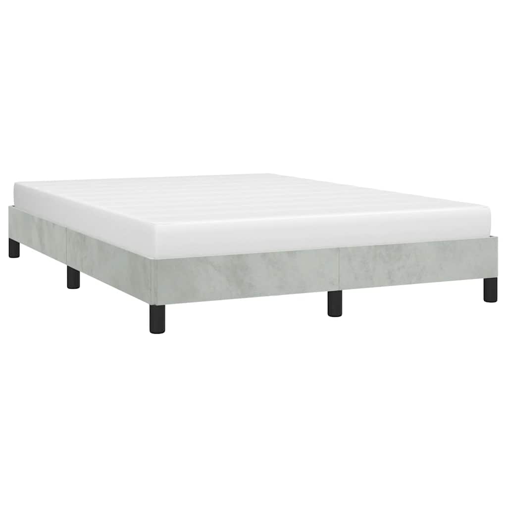 Bed Frame Light Gray Velvet, Engineered wood, Plywood Queen