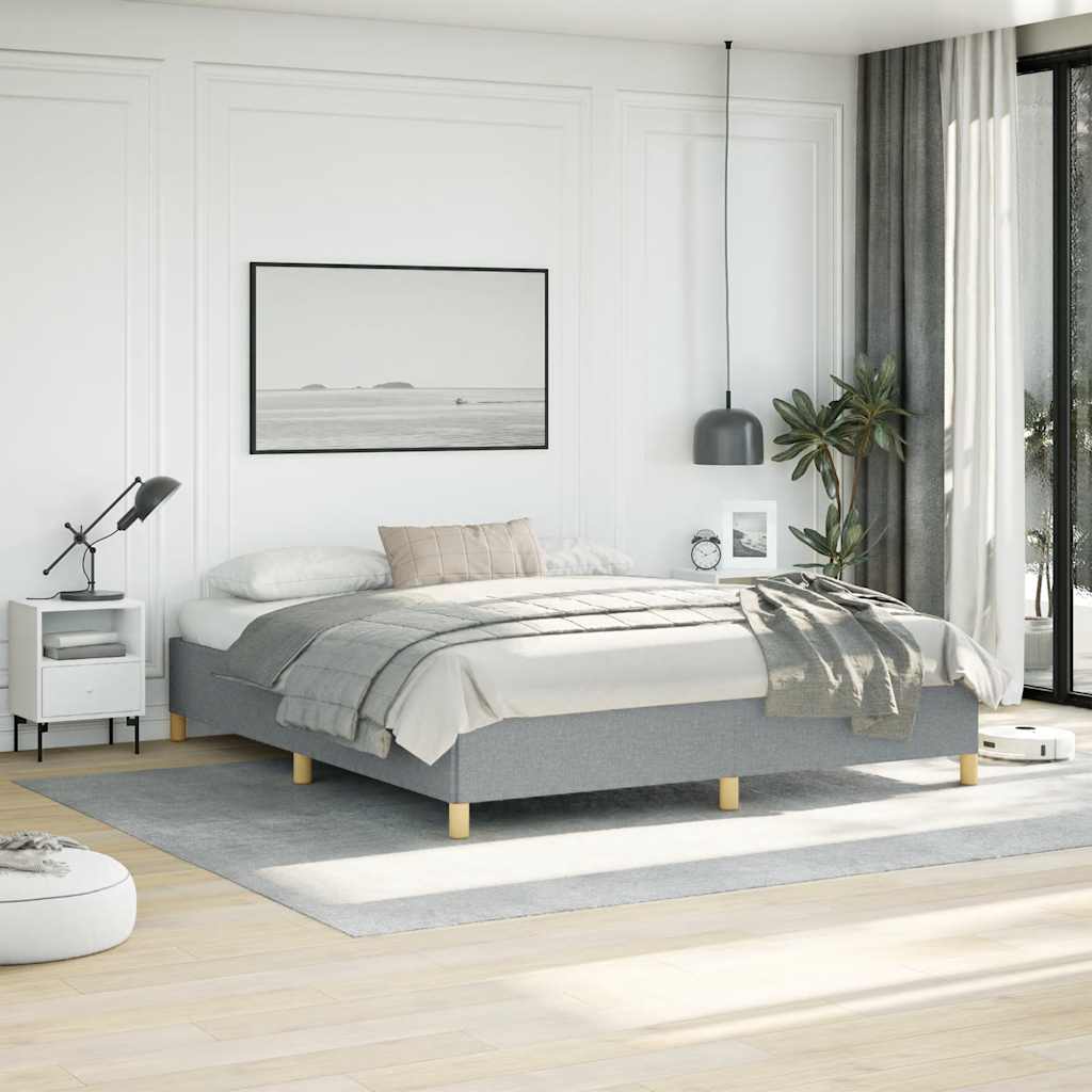 Bed Frame Light Gray Polyester California King Durable