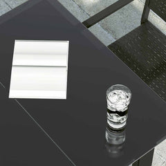 Dining Table Black Powder-coated steel, tempered glass