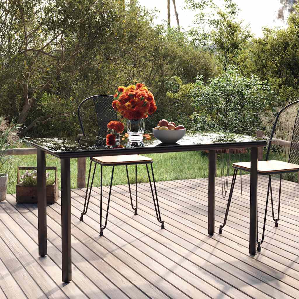 Dining Table Black Powder-coated steel, tempered glass