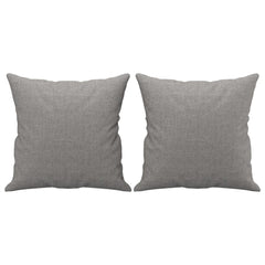 Set of two light gray fabric throw pillows, each 15.7x15.7 inches.