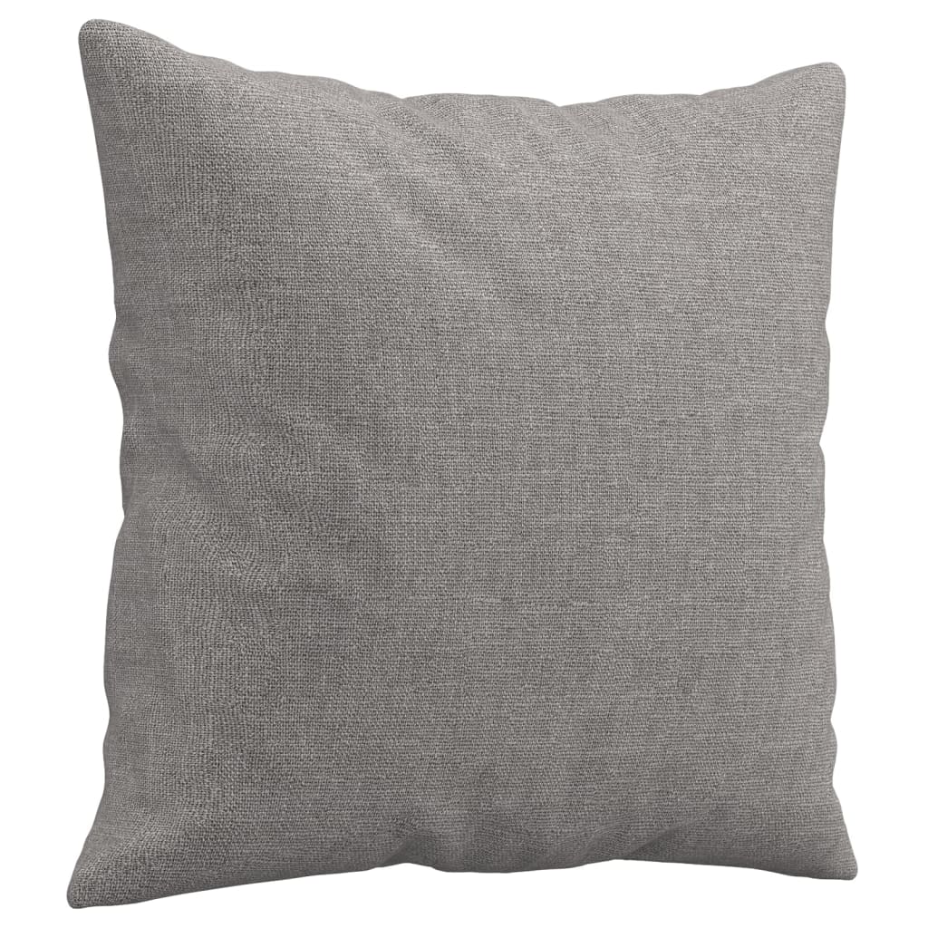 Set of two light gray fabric throw pillows, each 15.7x15.7 inches.