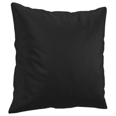 Two square black faux leather throw pillows, each 15.7 inches.