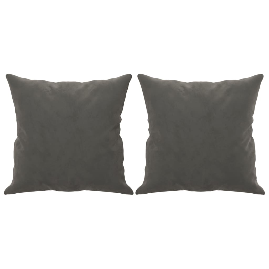 Two dark gray velvet throw pillows, each 15.7 inches square, in a 2-pack.