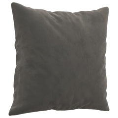 Two dark gray velvet throw pillows, each 15.7 inches square, shown from multiple angles.