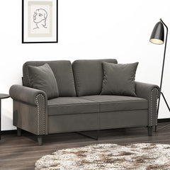 Two dark gray velvet throw pillows, each 15.7 inches square, in a 2-pack.