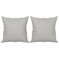 Two light gray microfiber throw pillows, each 15.7 inches square, in a 2-pack.