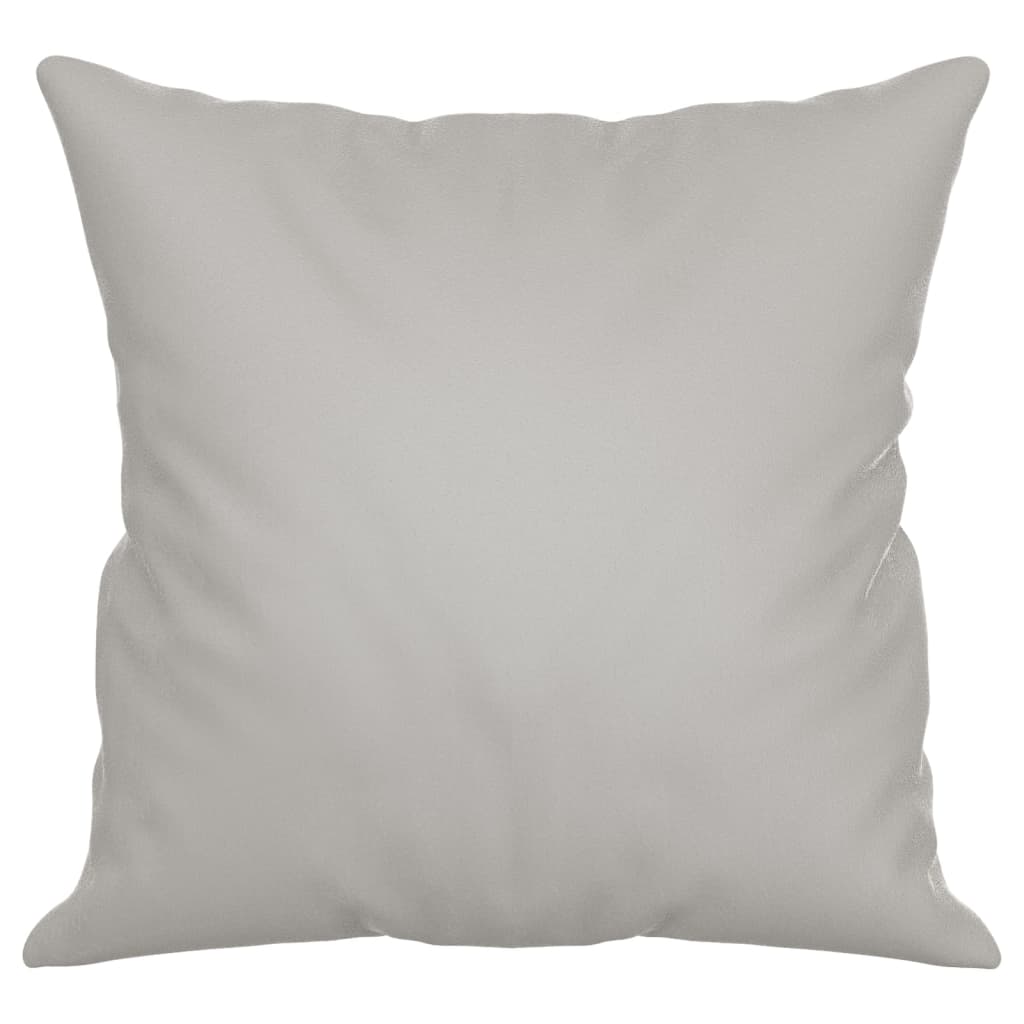 Two light gray microfiber throw pillows, each 15.7 inches square.