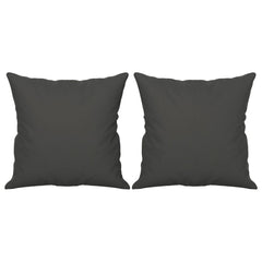 Two dark gray microfiber throw pillows, each 15.7 inches square, displayed side by side.