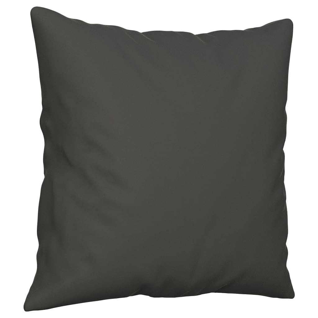 Two dark gray microfiber throw pillows, each 15.7x15.7 inches, shown from the front.