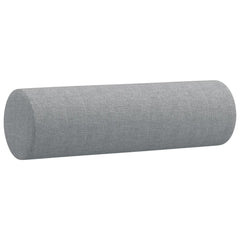 Two light gray fabric bolster throw pillows, each 5.9 by 19.7 inches.