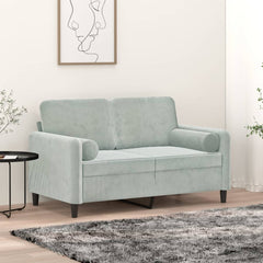 Two light gray velvet cylindrical throw pillows, 5.9x19.7 inches, sold as a 2-pack.