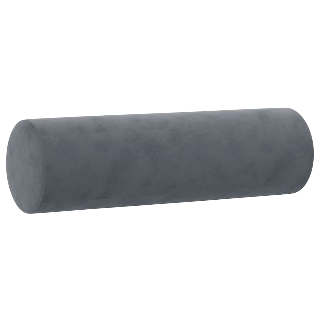 Two dark gray velvet cylindrical throw pillows, 5.9x19.7 inches, in a 2-pack.