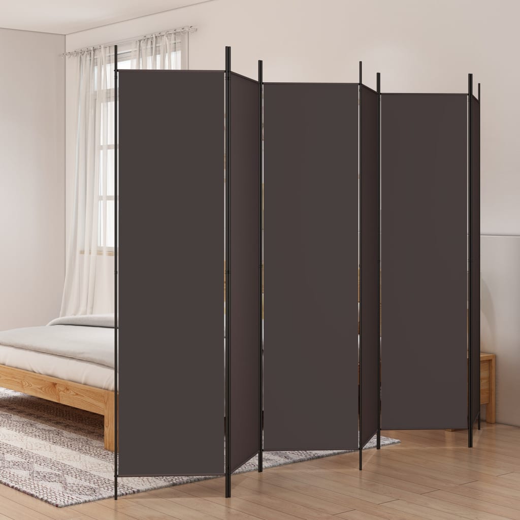6-Panel Room Divider Brown 118.1x78.7 Fabric