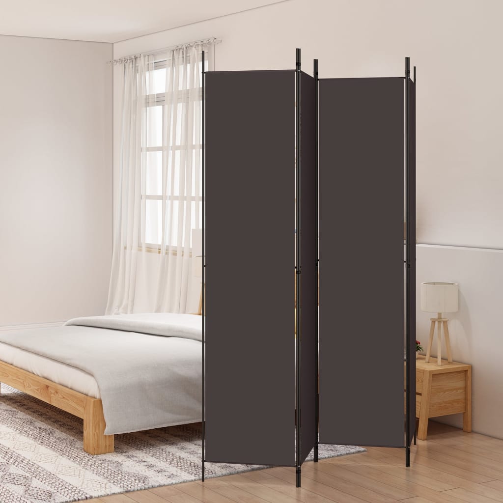 4-Panel Room Divider Brown 78.7x86.6 Fabric