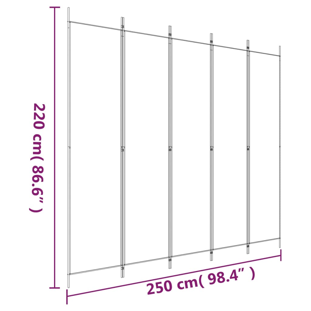5-Panel Room Divider Brown 98.4x86.6 Fabric – Bostome