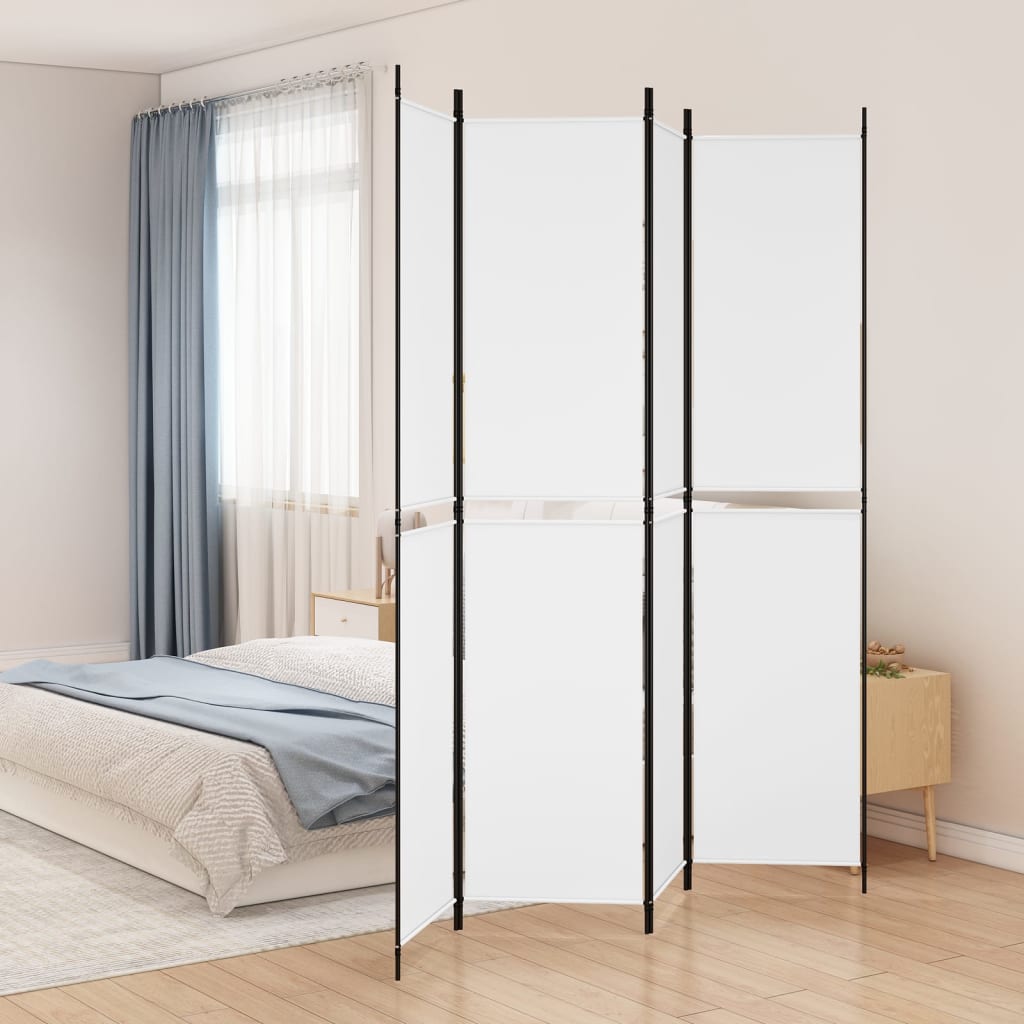 4-Panel Room Divider White 78.7x86.6 Fabric
