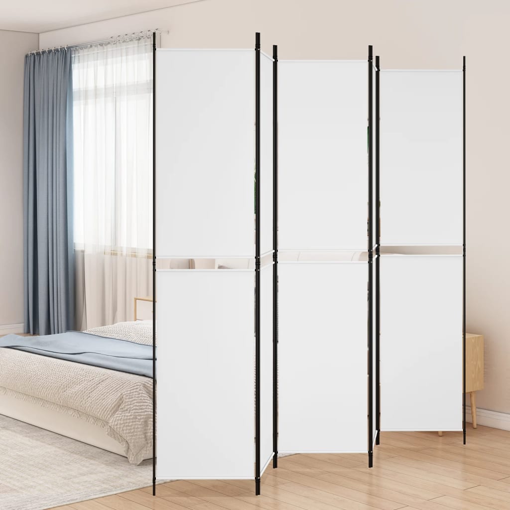 5-Panel Room Divider White 98.4x86.6 Fabric – Bostome